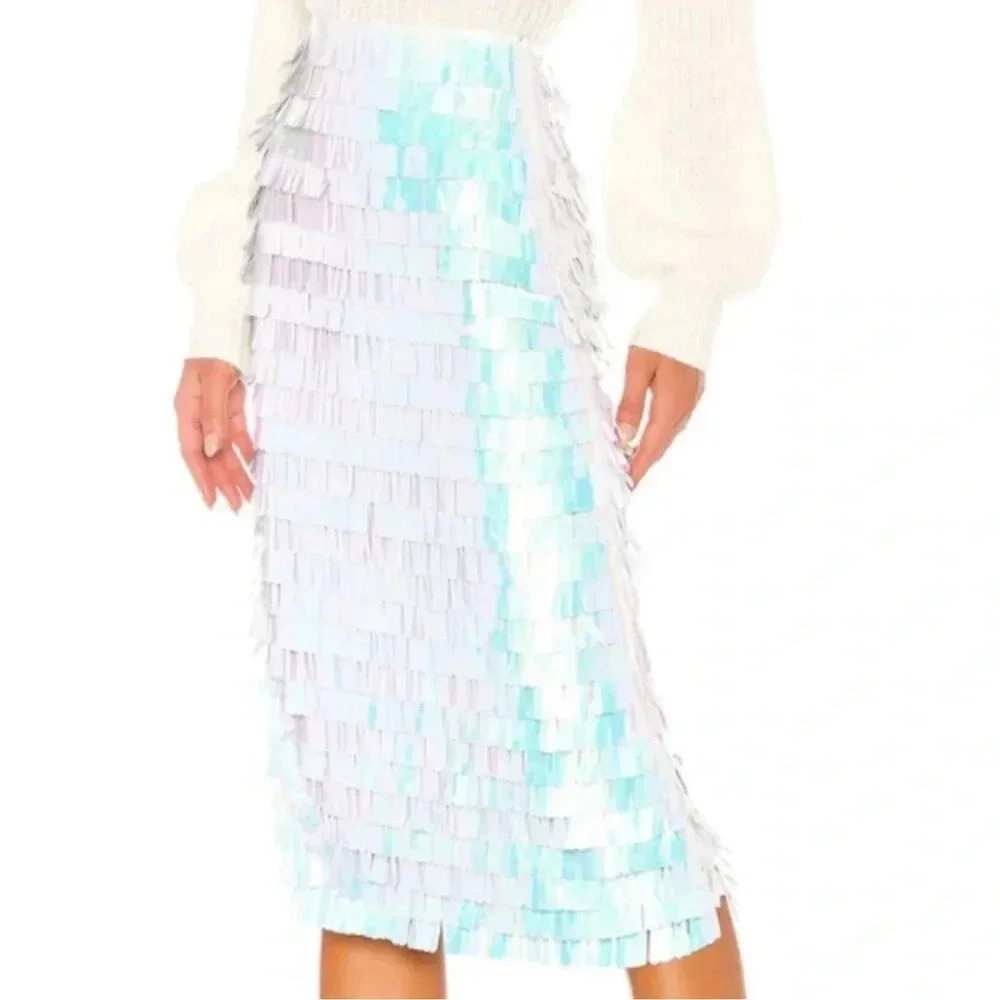 626 House of Harlow 1960 x Revolve Niven Skirt in White Iridescent - Picture 2 of 9
